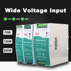 DIN 레일 마운트 전원 공급 장치 SMUN SDR 시리즈 75W 120W AC-DC 100-240VAC 산업용 스위칭, 03 12V용, 03 75와트
