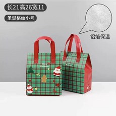 일회용 보냉보온가방 테이크아웃 대형 주황색 아이스크림 (두꺼운) 상업용 휴대용 100개입, 1개, L. 크리스마스 체크 소형