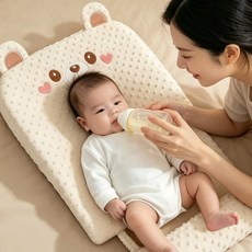 PUER11 신생아 역류방지쿠션 아기 수유베개 롱타입 엉덩이받침 다리거치대, 베이지