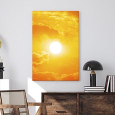 일출 태양 그림 황금빛 풍경화 캔버스 액자, 번창 태양