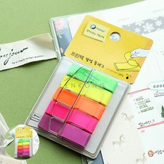 사렌콩 스티키노트 팝업플래그 형광 5색 45x12 40매 휴대하기좋은크기 책표시 독서용품