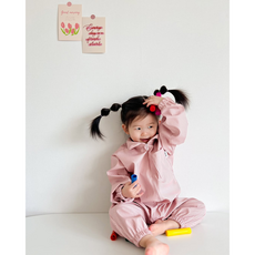 오보기 국산 아기 유아 전신 미술가운 방수가운 아트플레잉수트, 핑크