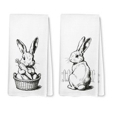Lengues 나만의 부활절 달걀 찾기 주방 타월 코케트 리본 꽃 계란 접시 핸드 타월 주방 장식용 농가 봄 부활절 핸드 타월 욕실 장식용 40.6 x 61cm(16 x 24인, Bunny Sketch
