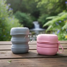 조아리빙 접이식 휴대용 비누케이스 실리콘 비누 받침, 핑크, 1개