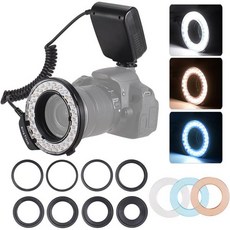 HD130 매크로 LED 링 플래시 라이트 LCD 디스플레이 300015000K GN15 전력 조절 3개 디퓨저 8개 어댑터 카메라용, 1개