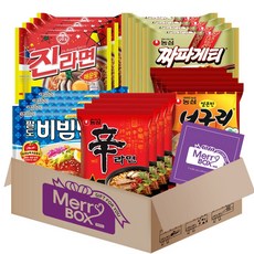 봉지라면세트 6호 20개(진라면매운맛4+신라면4+얼큰한너구리4+짜파게티4+팔도비빔면4)+메세지카드, 1세트