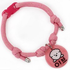 미소펫 가볍고 예쁜 강아지 고양이 일러스트 인식표 글로시 목걸이 이름표, 핑크, 1개