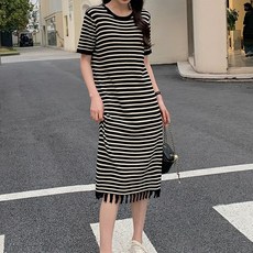 아이엠몽 여성 루즈핏 빅사이즈 임부복 스트라이프 롱 원피스