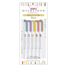 ZEBRA 斑馬牌 MILDLINER雙頭柔性螢光筆 5色組, 1個, 鋼筋混凝土