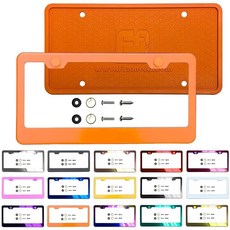 실리콘 백 가드 번호판 프레임 퍼플 미러 크롬 전기 도금 범용 핏 알루미늄 스크류 온 캡 커버 T304 스테인리스 스틸 녹 방지 내후성 스틸 나사 (수량: 프레임 1개), 주황색
