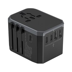 anra 萬國轉接頭 現貨 3Type-c 2USB 旅行轉接頭 送收納包 1840W功率 投保千萬責任險 韓國 歐洲, 1個, 太空灰