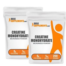 벌크서플리먼트 크레아틴 모노하이드레이트 분말 BULKSUPPLEMENTS.COM Creatine Monohydrate Powder, 1kg, 2개