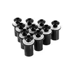 10PCS 범용 오토바이 윈드 스크린 페어링 컬러 볼트 패스너 클립 풀 세트 알루미늄 합금 너트 나사 키트 M5, 01 black