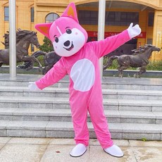 柯基狗卡通人偶服裝狗狗玩偶服人穿公仔服套裝行走道具服頭套定製，適用於萬聖節、婚禮活動及開幕典禮, 玫紅色, 1個