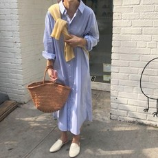 롱 셔츠 임산부 원피스 스트라이프 오버핏 빅사이즈