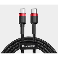 Baseus 倍思雙Type-C充電線安卓PD快充USB-C to C公對公雙C閃充電線3A, 1個, 紅黑色 1米