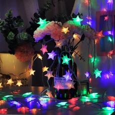 1.5m/3m/6m/10m LED 스타 문자열 조명 크리스마스 갈 랜드 배터리 USB 전원 웨딩 파티 커튼 문자열 요정 램, 01 Multicolor, 02 3m 20bulbs, 03 EU plug 220V