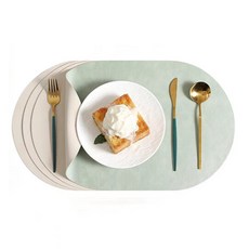 BIKASU 양면 식탁 매트 가죽 방수 테이블매트 식탁매트, 2개, 44.5cm*30cm, 아보카도그린/아이보리