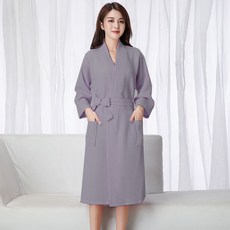 全棉浴袍 女 夏季薄款 睡袍 七分袖 吸水浴裙