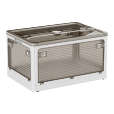 5방향 아크릴 접이식 투명 수납 저장함 다용도 대용량 정리함 침실 다기능 저장함 개방형 수납 생활 접이식함/펫함/책함 1세트 화이트 44.5X31.5X26CM, 1개