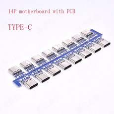 USB 3 1 C 타입 커넥터 14 핀 암 소켓 관통 구멍 PCB 180 수직 차폐 C1 10, 1PCS, 1개