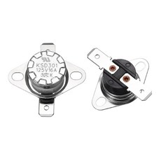 Uxcell KSD301 온도 조절기 2개 130°C/256°F 16A 일반 개방 N.O 조절 스냅 디스크 온도 스위치 전자레인지 오븐 커피 메이커 베이클라이트