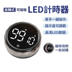 LED 旋轉式磁吸計時器, 菱角邊圈-黑色, 1個