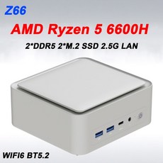 SZBOX Z66 AMD Ryzen 5 6600H 미니 PC 윈도우 11 DDR5 5600Mhz M2 PCIe SSD WIFI6 BT52 25G 랜 데스크 게이, 01 Ryzen 5 6600H, 01 영국, 04 DDR5 16GB 1TB SSD