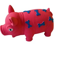 萌怪智造所 狗玩具 乳膠香蕉玩具 耐咬發聲寵物玩具, 1個, 笑臉焦+粉紅花豬