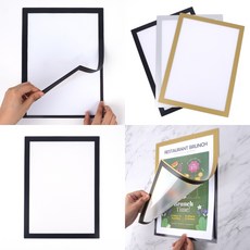 자석부착식 벽걸이 게시판 A4 A4크기 벽면 부착 게시판 자석으로 붙이는 게시판, 금색