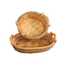 89마트 내추럴 라탄 수납 바구니 트레이 바스켓, 1개, 원형