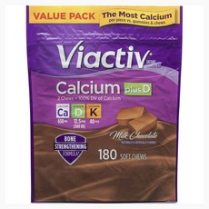 VIACTIV 鈣650毫克+D牛奶巧克力軟嚼錠, 1個, 180錠