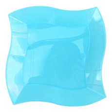 파티쇼 플라스틱 웨이브 23cm 파티 접시 6개입 생일파티 기념일 축제 테이블 장식, 스카이