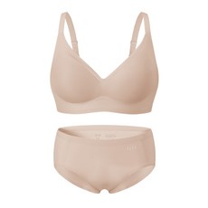 엘르이너웨어 [볼륨핏] 쉐딩 심리스 브라 팬티 세트 - 라이트핑크