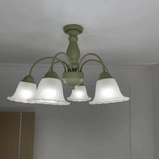 【華燈惠】法式田園臥室吊燈花朵客廳吊燈北歐奶油系主臥燈美式複古房間燈, 6頭吸頂燈奶綠色