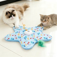 고양이 꼬리잡기 자동 장난감 움직이는 사냥 놀이, 1개, 푸른색