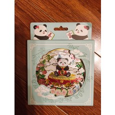 熊貓 銀箔 冰箱貼 木質, 如圖所示