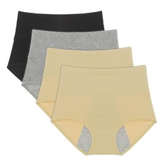 L.LOUNGE 棉質生理褲 4入, 黑色+米色+灰色