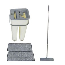 免手洗平板拖把桶組 (刮刮樂/除塵拖把), 1組, 乳白色