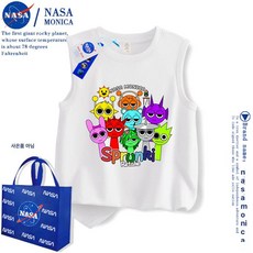 스프런키 민소매 티셔츠 라운드 순면 남아 키즈 여름 어린이 여아 상의, 1개, X846 화이트