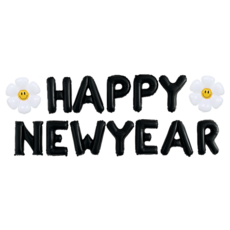 베르트폴 해피뉴이어 데이지 풍선, 1세트, 블랙