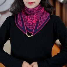 【針織磁扣三角巾】多功能磁扣百搭新款保暖護頸洋氣穿孔圍巾披肩5VYT