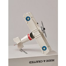 완성된 단조 철제 제2차 세계 대전 전투기 모형 수제 도색 TV 장식장 작은 비행기 장난감, 파란색 별 다섯개짜리 비행기