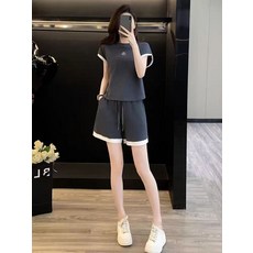 【仿棉透氣】運動套裝 女款運動套裝 夏季短袖套裝 短褲兩件套 休閒T恤套裝 速幹吸汗 寬鬆顯瘦 健身跑步瑜伽 時尚潮流