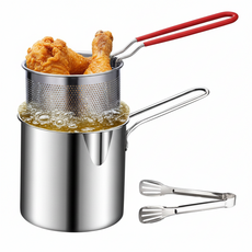 하루담 작은 냄비 + 튀김 바구니 + 집게 세트, 혼합색상, 1세트, 13cm