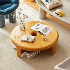 북유럽 모듈 원형 테이블 수납장 선반 협탁 모듈형 진열장 미드센츄리 분리형 가구, 4세트, 옐로우