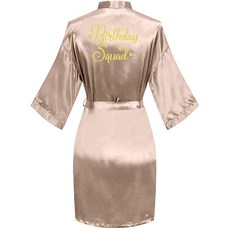 여성용 생일 가운 퀸 스쿼드 실키 기모노 나이트가운 스파 목욕 가운 슬립오버 파티 드레싱 가운 스쿼드 샴페인 스몰 - 미디엄