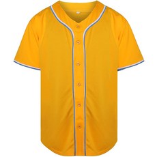 포뉴트릭스 블랭크 플레인 힙합 힙스터 야구 저지 버튼 다운 셔츠 스포츠 유니폼 남녀 (노란색 메시 소형), 3X-Large, 옐로우