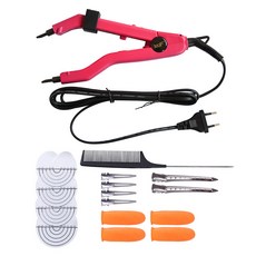 충전식 무선글루건 미니 소형 실리콘총 헤어 익스텐션 머신 커넥터 퓨전 다리미 열 온도 조절 가능 가열 팁 케라틴 본딩 도구 1 세트, [03] Red EU Kit