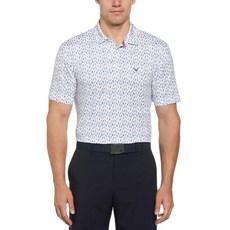 Callaway 남성용 Swing Tech 통기성 반소매 골프 폴로 셔츠 수분 흡수 질감 있는 통기성 원단 화이트/멀티 XL